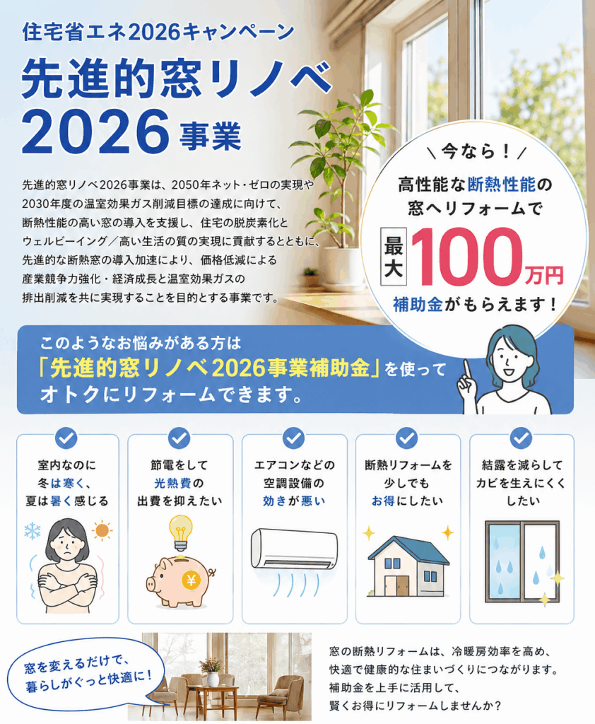 2026　窓のリノベーション　補助金　先進的リノベとは？